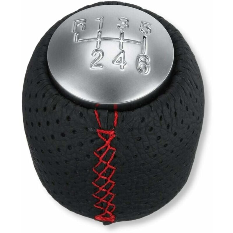 Pommeau levier de vitesse manuel 6 vitesses et marche arrière de rechange compatible avec Alfa Romeo 159 Spider Brera satiné en cuir PU et coutures