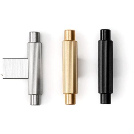 VIEFE pomo aluminio modelo arpa acabados efecto inox, laton cepillado, negro cepillado acabado laton cepillad dist. agujero 70x37