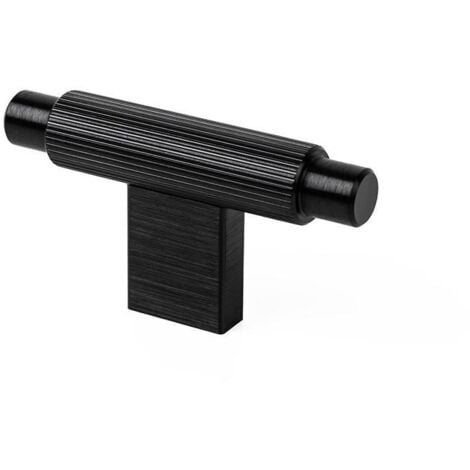 VIEFE pomo aluminio modelo arpa acabados efecto inox, laton cepillado, negro cepillado acabado negro cepillad dist. agujero 70x37