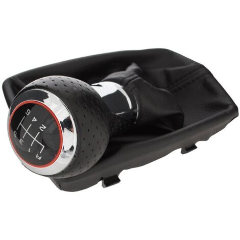 Pomo de cambio Audi A4 B8 07-15 NEGRO + CROMADO DE 6 VELOCIDADES + POLANCAS NEGRAS CON ROSCA NEGRA