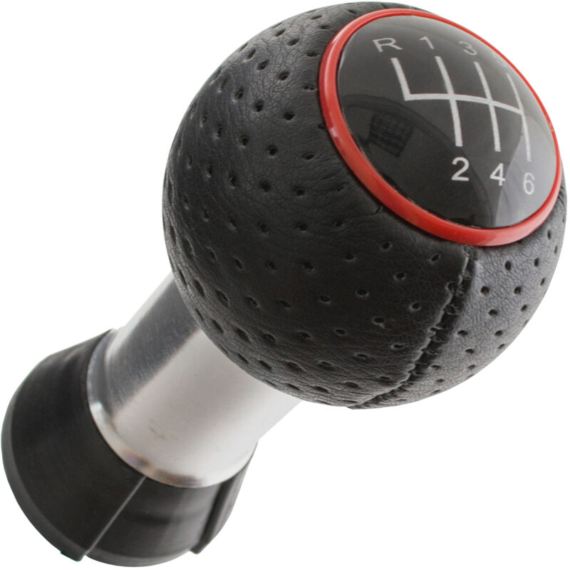 Pomo de cambio de marchas Audi A3 8L 96-03 NEGRO + ANILLO ROJO 6 VELOCIDADES