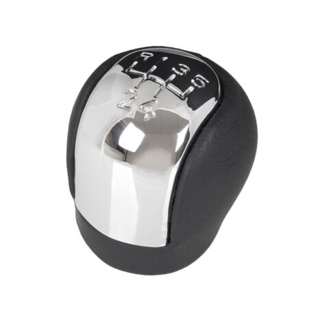 Pomo de cambio de marchas Opel Vectra C 02-08 5 VELOCIDADES CUERO ECO + CROMO marcha atr谩s en la PARTE SUPERIOR