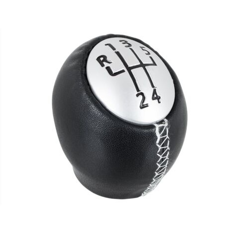 Pomo de cambio de marchas Renault Laguna II 5 VELOCIDADES CUERO NEGRO + PLATA