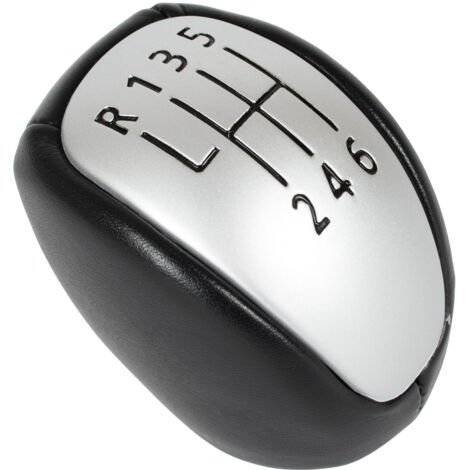 Pomo de cambio de marchas Renault Laguna III 07-15 6 VELOCIDADES CUERO ECOL脫GICO NEGRO + PLATA