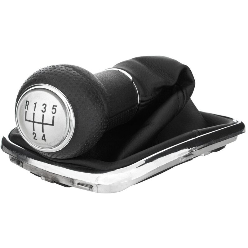 Pomo de cambio de marchas VW Golf IV 98-05 PLATA + JUNTA con marco CROMADO, AGUJERO 22 MM