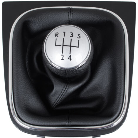 Pomo de cambio de marchas VW Touran 09-12 PLATA + NEGRO con marco CROMADO 5 VELOCIDADES