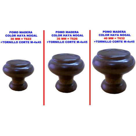 Pomo de Madera color haya y nogal 35mm T626