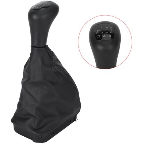 Pomo de palanca de cambios con protección de PU para Mercedes W202/W208/W210 - Cubierta de pomo de cuero negro