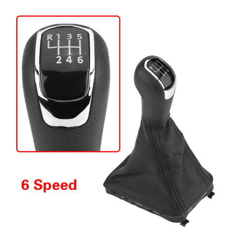Pomo de palanca de cambios de 6 velocidades con tapa para Skoda Superb - Negro y cuero sintético