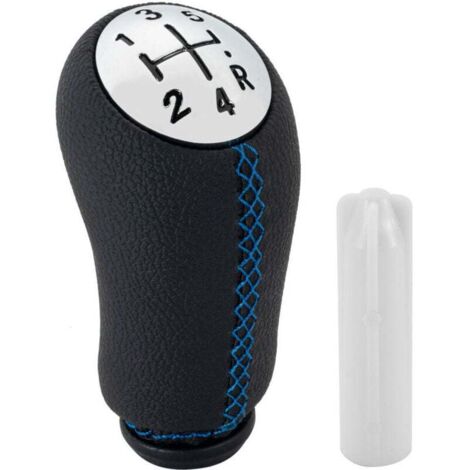 Pomo de palanca de cambios de cuero de 5 velocidades, XU, compatible con Renault Clio III 2005-2009 (azul) - KZQ