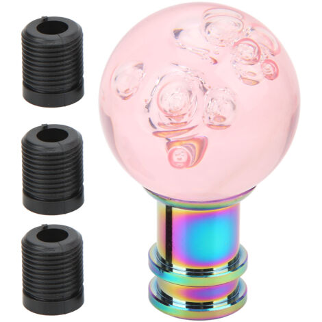 Pomo de palanca de cambios FOREHILL con adaptador universal M8 M10 M12, acrílico transparente con diseño de burbujas para coches, rosa