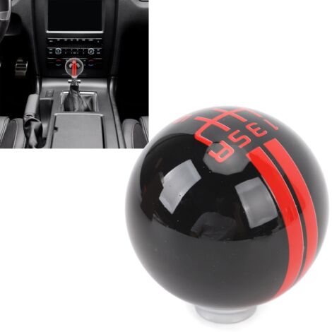 Pomo de palanca de cambios manual, pomo de palanca de cambios de metal con 3 adaptadores para Mustang 1967-2018, estilo Shelby GT500, negro y rojo.