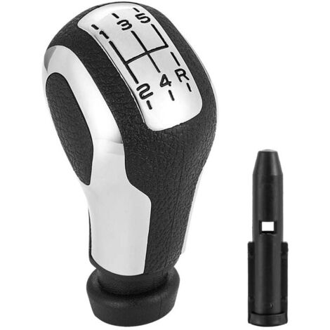 Pomo de palanca de cambios negro de 5 velocidades con adaptador para Peugeot 106 107 205 206 207 301 306 307 308 406 407 408 508 605 806 807 2008 3008 5008 Citroën C2 C3 C4 C5 Picasso Saxo X Sarah E.