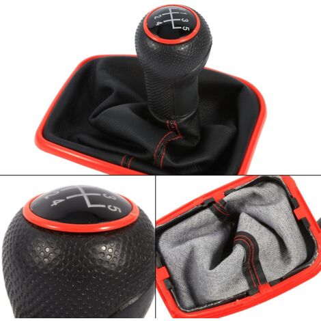 Pomo de palanca de cambios para Volkswagen Golf Mk4 R32 1999-2004 - Combinación de 5 velocidades, PVC PU negro/rojo