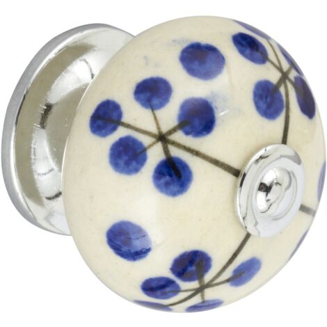 Pomo de porcelana azul, dimensiones: 40x40x38mm Ø: 40 mm -