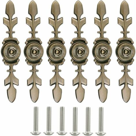 Pomo de tocador 6 piezas Pomos de puerta Pomo de cajón Tirador de muebles vintage Tiradores de armario Tiradores de tirador de puerta vintage, tiradores de armario con tornillos, KoleZy