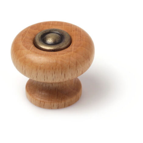 Pomo en madera con acabado haya transparante., dimensiones: 30x30x25mm, Ø: 30mm -