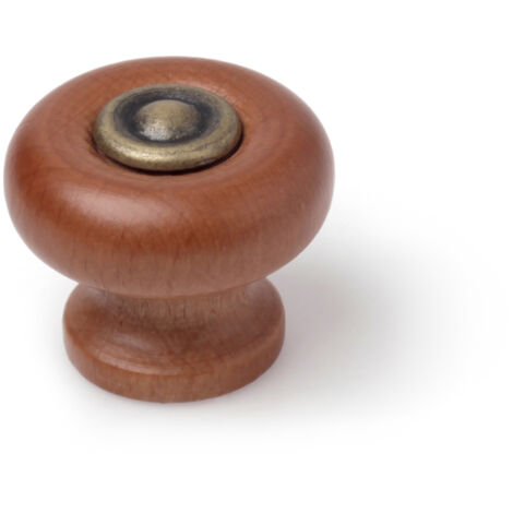 Pomo en madera con acabado nogal, dimensiones: 30x30x25mm, Ø: 30mm -