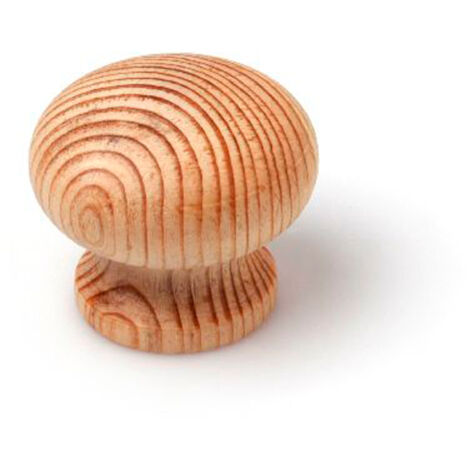 Pomo en madera con acabado pino crudo, dimensiones: 35x35x30mm, Ø: 35mm -