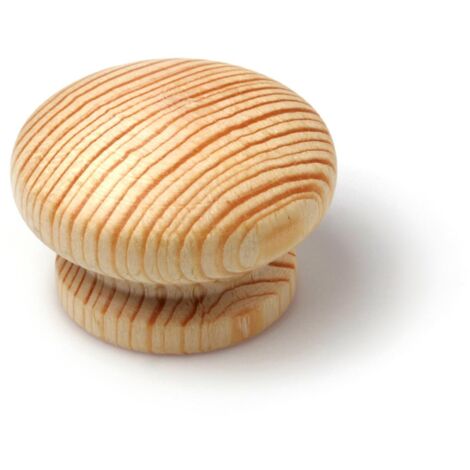 Pomo en madera con acabado pino crudo, dimensiones: 44x44x30mm, Ø: 44mm - talla