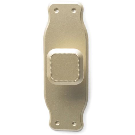Pomo en placa con acabado oro mate de zamak, dimensiones: 110x38x24mm -