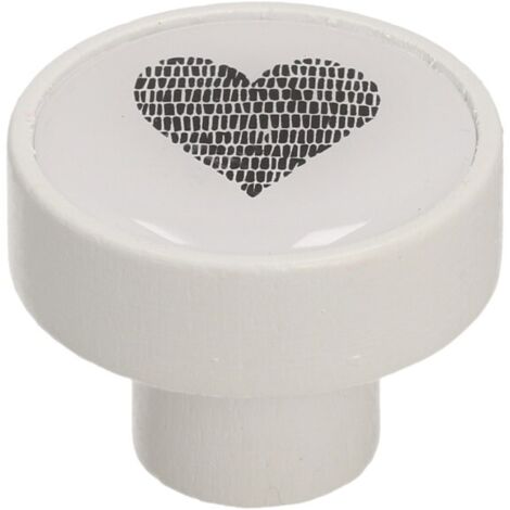 Pomo GD08, blanco mate, corazón negro