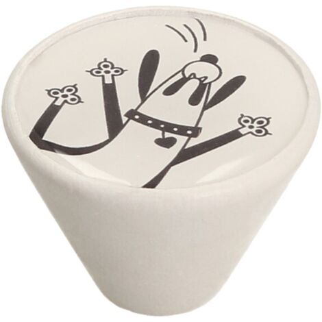Pomo GD09, blanco mate, perro 2