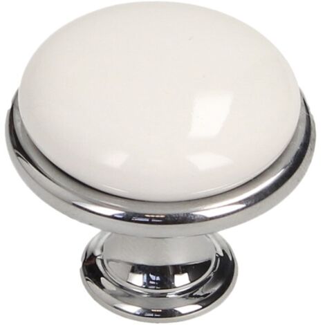 Pomo GP19, cromo brillante, porcelana WHT-0