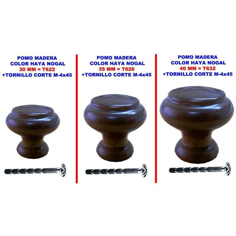 

pomo madera color haya nogal 35 mm t626 - Mibricotienda