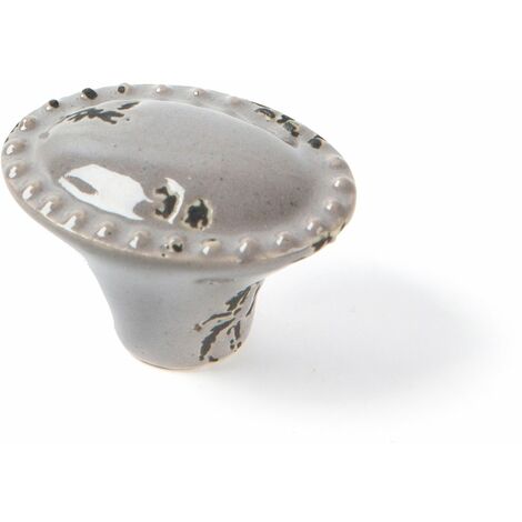 Pomo para Mueble  Estilo Decorativo  Fabricado en Porcelana  Acabado en Gris  Medidas 423128 mm  Sistema de Fijación Atornillado  Incluye Tornillos M4  1 Unidad -