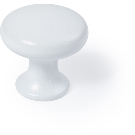 Pomo para mueble, modelo 760, de zamak con acabado blanco mate, ø20 mm, blíster 4 uds