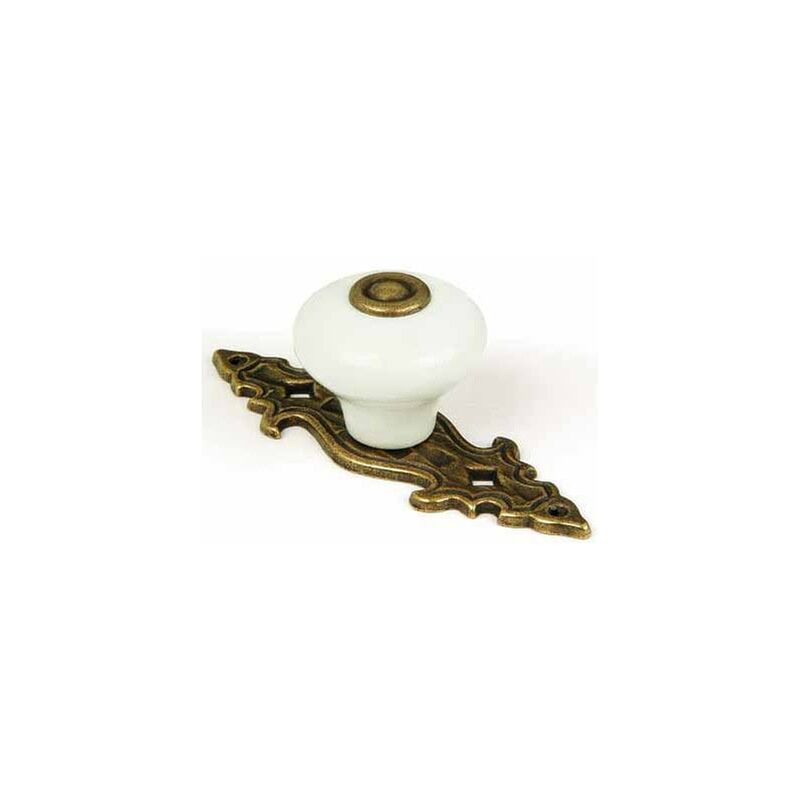 

Pomo Placa Porcelana Blanco Cuero