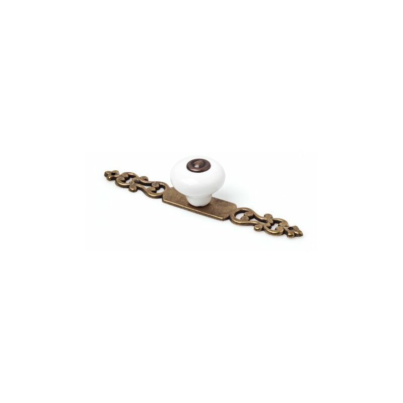 

Pomo Placa Porcelana Blanco Cuero 844