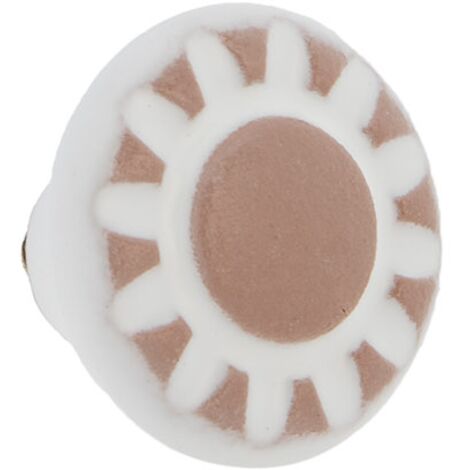 Pomo porcelana blanco flor relieve mueble armario - 3.5cm