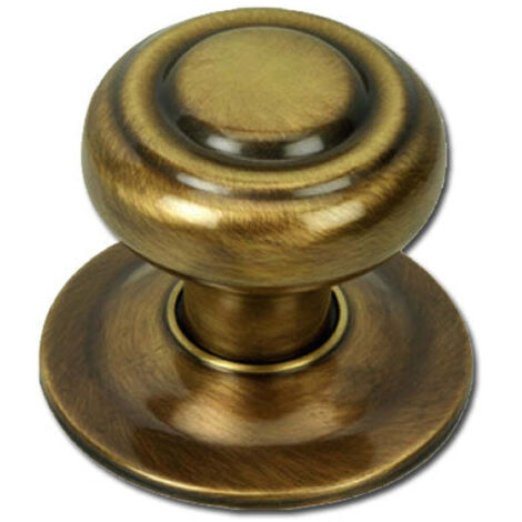 Pomo puerta seta cuero aros 75mm tornillo 8mm rústico