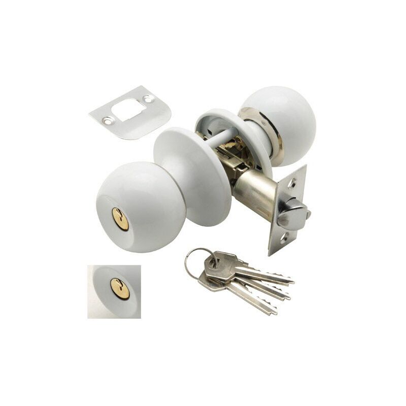 

Pomo puerta wolfpack con llave ambos lados blanco