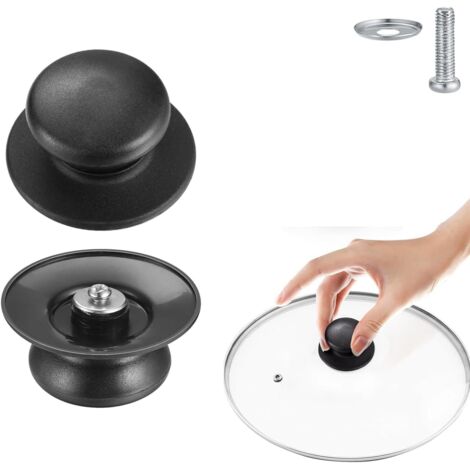 Pomo tapa olla 6.2 cm con tornillo  Negro