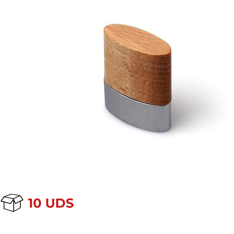 

Pomo Mueble | Estilo Contemporáneo | Fabricado en Zamak | Acabado en Haya Cerezo - Aluminio | Medidas 134*92*80 mm | Sistema de Fijación Atornillado