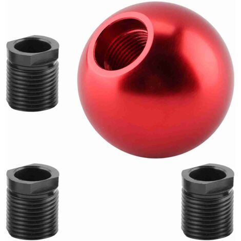 Pomo universal para palanca de cambios de coche  Bola metálica roja  Adaptadores de 8 mm, 10 mm y 12 mm incluidos
