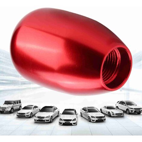 Pomo universal para palanca de cambios de coche - Manual - 6 velocidades - Rojo - Metal con 3 adaptadores