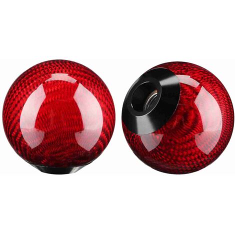Pomo universal para palanca de cambios manual de coche, fibra de carbono, con adaptadores (3 piezas, rojo)