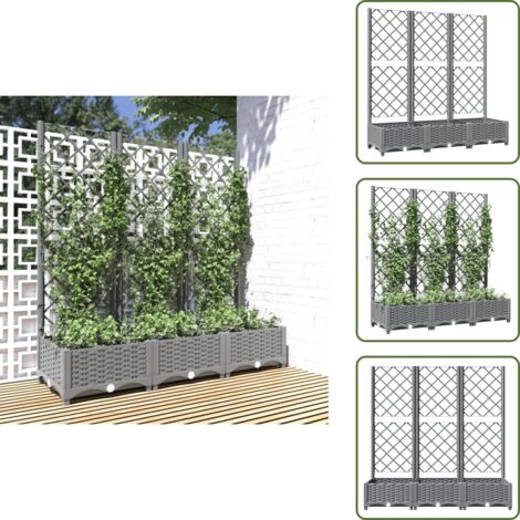 Pomodori - vidaXL Fioriera Giardino e Graticcio Grigio Chiaro 120x40x121,5cm PP - Piselli