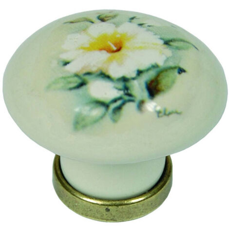 Pomoli tondi in porcellana avorio decoro giglio Ø31x26h mm - METAL STYLE - 5 pz