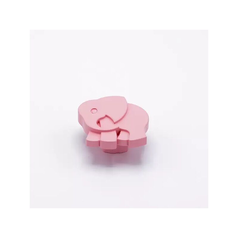 Image of Polideas - Pomolo rosa a forma di elefantino in goffrato fine 53x56x25mm - 427E Animalier - Goffrato fine rosa