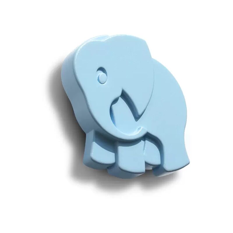 Image of Pomolo azzurro a forma di elefantino in goffrato fine 53x56x25mm - 427E Animalier - Goffrato fine azzurro