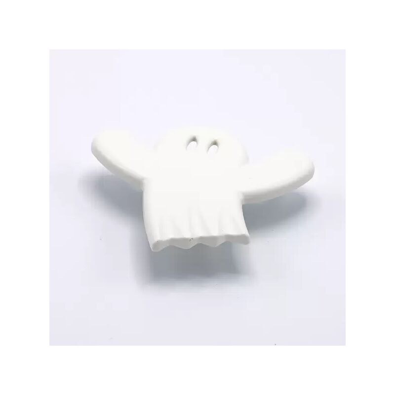 Image of Pomolo bianco a forma di fantasmino in goffrato fine 100x92x22mm - 427 Fanta - Goffrato fine bianco