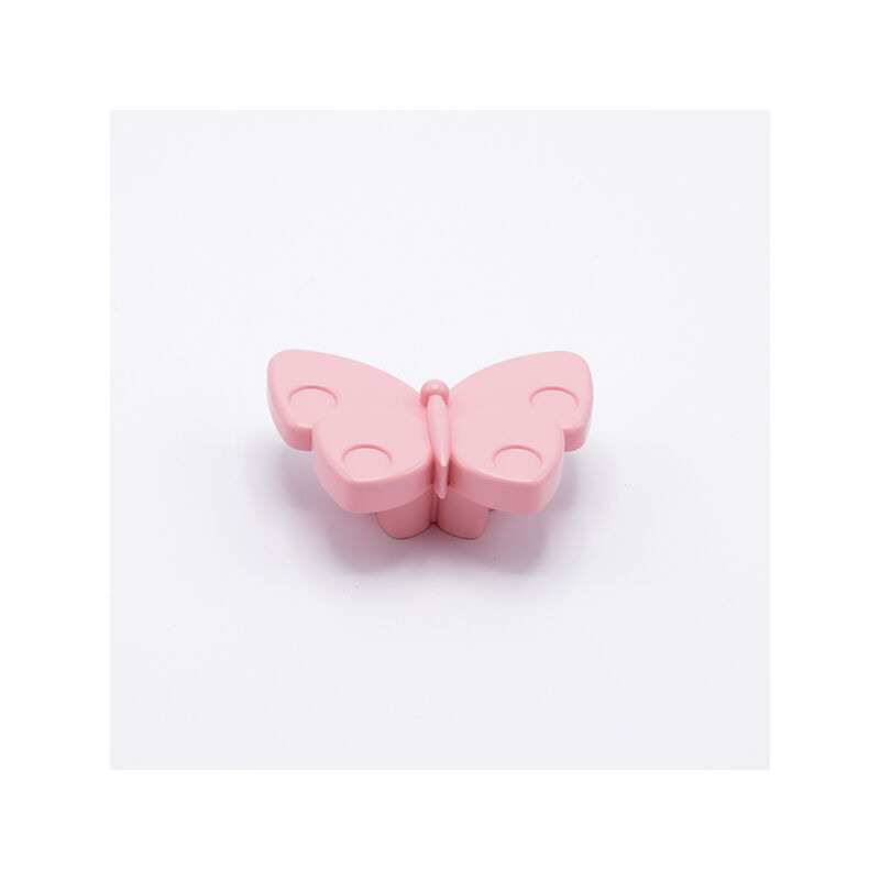 Image of Pomolo rosa a forma di farfalla in goffrato fine 71x53x27mm - 427F Animalier - Goffrato fine rosa