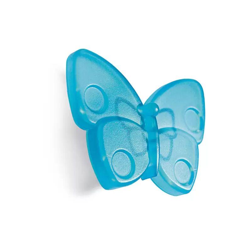 Image of Polideas - Pomolo azzurro a forma di farfalla in goffrato fine 71x53x27mm - 427F Animalier - Goffrato fine azzurro