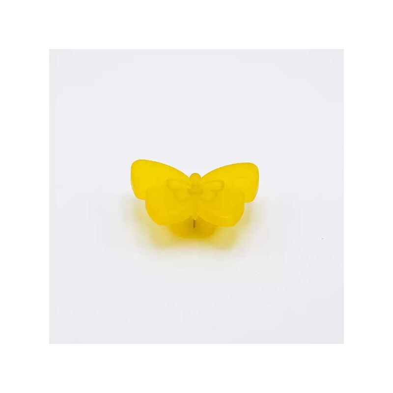 Image of Polideas - Pomolo giallo a forma di farfalla in goffrato fine 71x53x27mm - 427F Animalier - Goffrato fine giallo