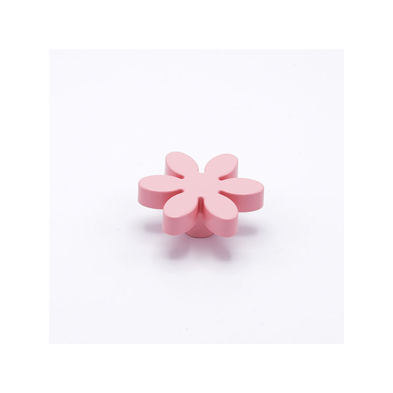 Image of Polideas - Pomolo a forma di fiore di colore rosa in goffrato fine 56x24mm - 415 Flower - Goffrato fine rosa